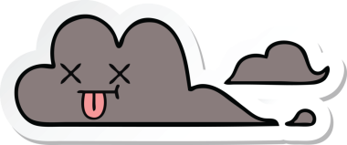 Bir insan tarafından çizilmiş şirin bir fırtına bulutunun çıkartması.