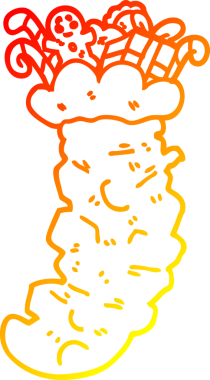 Bir insan tarafından çizilmiş oyuncaklarla doldurulmuş bir çizgi film çiziminin sıcak gradyan çizimi