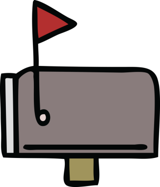 Bir insan tarafından çizilmiş şirin bir posta kutusu karikatürü.