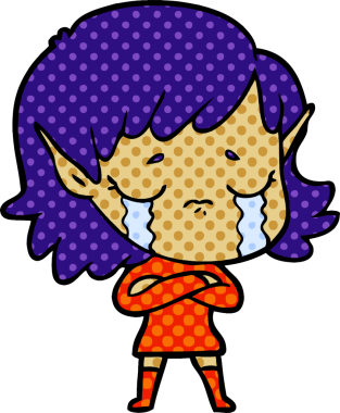 Bir insan tarafından çizilmiş ağlayan elf kızı.