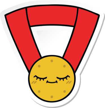 Bir insan tarafından çizilmiş şirin bir altın madalyanın çıkartması.