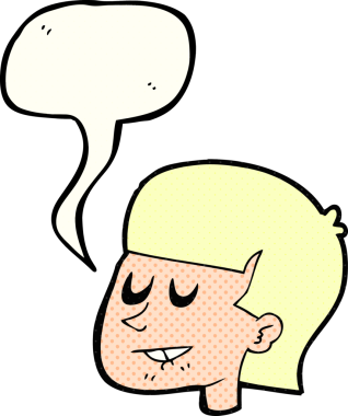 El yazısıyla çizilmiş çizgi roman konuşma balonu karikatürü adam bir insan tarafından çizilmiş dudak ısırıyor