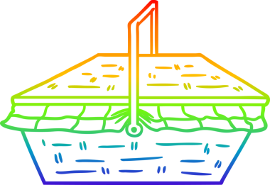 gökkuşağı gradyan çizgi çizimi bir insan tarafından çizilmiş piknik sepeti