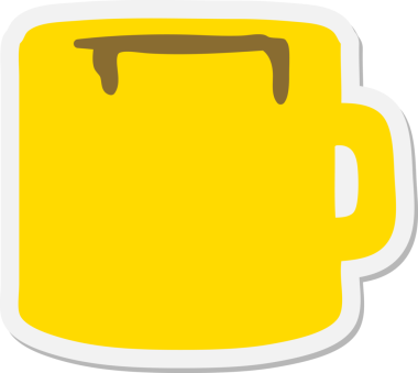 Bir insan tarafından çizilmiş kahve fincanı etiketi.