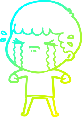 Bir insan tarafından çizilmiş ağlayan bir çizgi film karakteri çizimi.