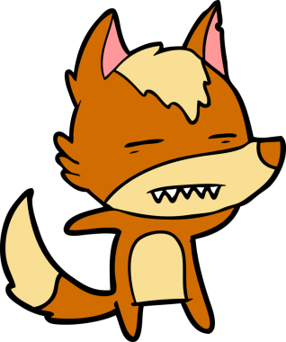 Bir insan tarafından çizilmiş tilki çizgi film karakteri