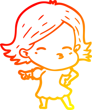 Bir insan tarafından çizilen çizgi film karakterinin sıcak çizgi çizimi