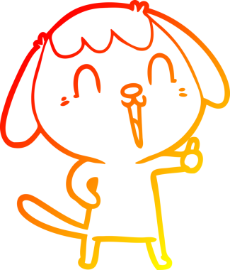 Bir insan tarafından çizilmiş sevimli bir köpeğin sıcak çizgi çizgisi.