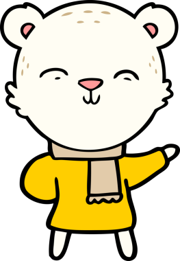 Bir insan tarafından çizilmiş mutlu kutup ayısı çizgi filmi.