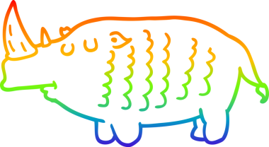 gökkuşağı gradyan çizgi çizimi bir insan tarafından çizilmiş bir gergedan