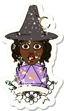 Retro Dövme Tarzı İnsan Cadı Doğal 20 zar atışıyla Bir insan tarafından çizilmiş