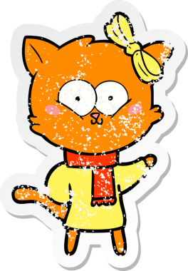 Bir insan tarafından çizilmiş karikatür bir kedinin sıkıntılı çıkartması.