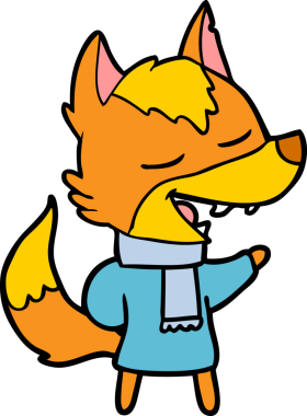 Bir insan tarafından çizilmiş tilki çizgi film karakteri