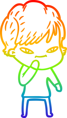 gökkuşağı gradyan çizimi bir insan tarafından çizilmiş mutlu bir kadın çizgi