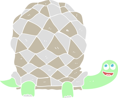 Bir insan tarafından çizilmiş düz renkli kaplumbağa çizimi