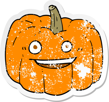 Bir insan tarafından çizilmiş bir cadılar bayramı balkabağının gerilimli yapıştırması.