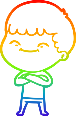 gökkuşağı gradyan çizgi çizimi bir insan tarafından çizilmiş mutlu bir çocuk