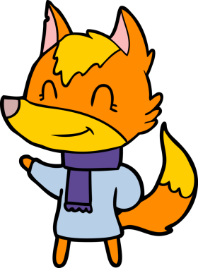 Bir insan tarafından çizilmiş tilki çizgi film karakteri