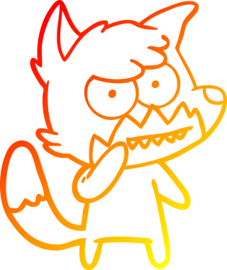 Bir insan tarafından çizilmiş sırıtan bir tilkinin sıcak çizgi çizimi