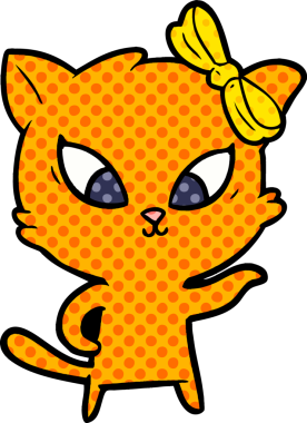 Bir insan tarafından çizilmiş çizgi film kedisi.