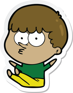 Çizgi film çocuğu çıkartması. Bir insan tarafından çizilmiş.