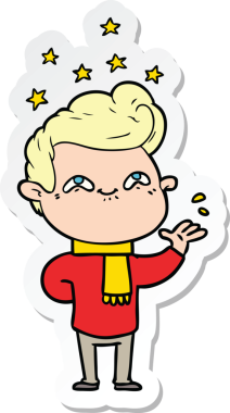 Bir insan tarafından çizilmiş heyecanlı bir adamın çıkartması.