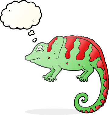 Bir insan tarafından çizilmiş serbest çizim balon karikatür bukalemunu.