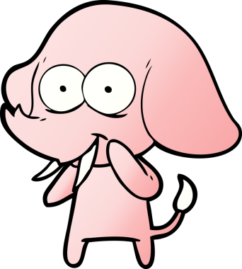 Bir insan tarafından çizilmiş mutlu bir fil.