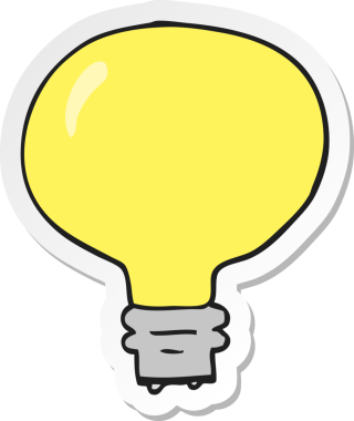 Bir insan tarafından çizilmiş çizgi film ampulünün çıkartması.