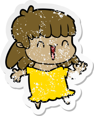 Bir insan tarafından çizilmiş karikatür bir kadının sıkıntılı çıkartması.