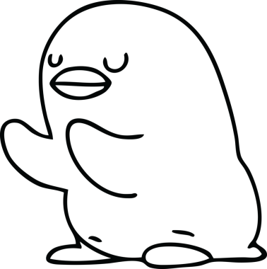 Bir insan tarafından çizilmiş garip bir penguen çizimi.