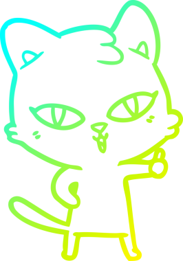 Bir insan tarafından çizilen çizgi film kedisinin soğuk gradyan çizgisi.