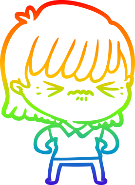 gökkuşağı gradyan çizimi bir insan tarafından çizilmiş bir çizgi film kızı