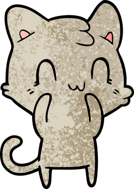 Bir insan tarafından çizilmiş mutlu bir kedi.