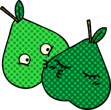 bir insan tarafından çizilmiş bir armut çizgi filmi.