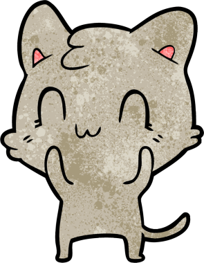 Bir insan tarafından çizilmiş mutlu bir kedi.