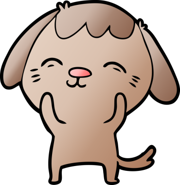 Bir insan tarafından çizilmiş mutlu çizgi film köpeği.