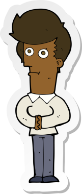 Bir insan tarafından çizilmiş karikatür adamın çıkartması.