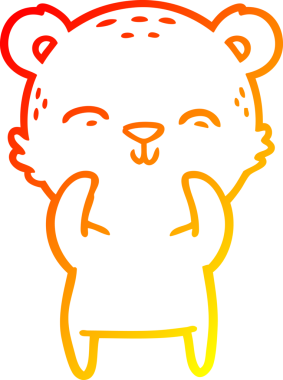 Bir insan tarafından çizilmiş mutlu çizgi film ayısının sıcak çizgi çizimi