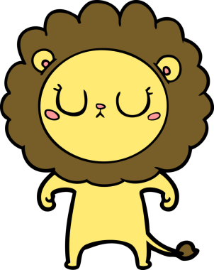 Bir insan tarafından çizilmiş çizgi film aslanı.