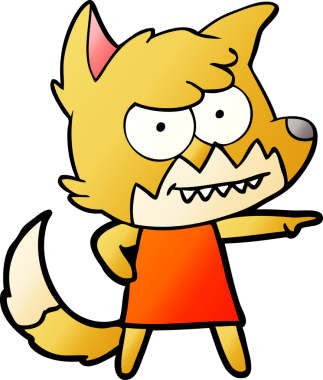 Bir insan tarafından çizilmiş sırıtan tilki çizgi filmi.