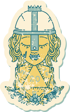 Retro Dövme Biçimli Ork Savaşçısı Karakteri Bir insan tarafından çizilmiş doğal yirmi zar atışıyla