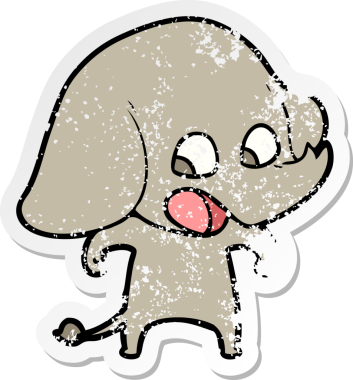 Bir insan tarafından çizilmiş şirin bir filin sıkıntılı çıkartması