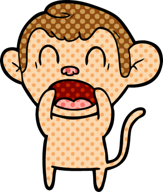 Bir insan tarafından çizilmiş bağıran çizgi maymun.