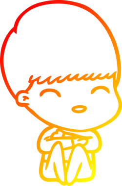 Bir insan tarafından çizilmiş mutlu çizgi film çocuğu çizimi.