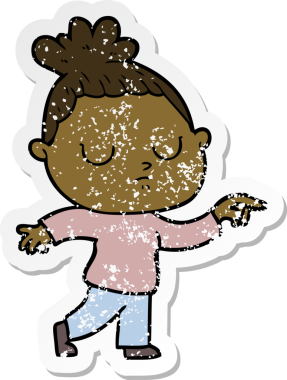 Bir insan tarafından çizilmiş sakin bir karikatür çıkartması.