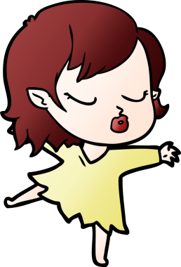 Bir insan tarafından çizilmiş şirin vampir kız çizgi filmi.