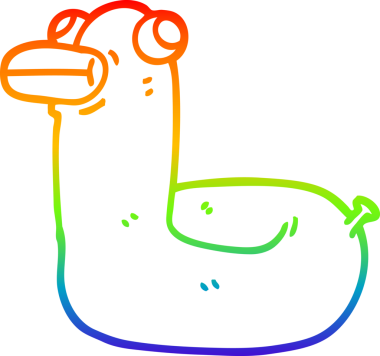 Gökkuşağı gradyan çizgi çizimi Bir insan tarafından çizilmiş sarı halka ördek