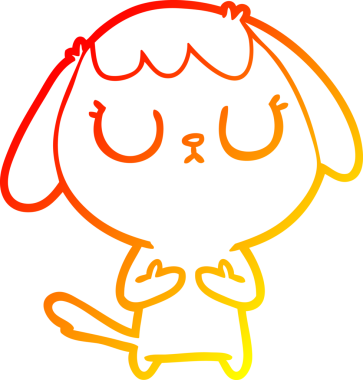 Bir insan tarafından çizilmiş sevimli bir köpeğin sıcak çizgi çizgisi.