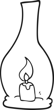 Bir insan tarafından çizilmiş el yazması siyah beyaz çizgi film feneri.